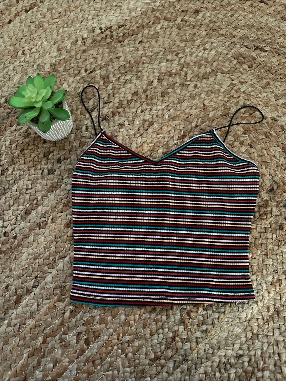 CROP STRIPED TANK